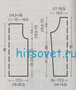 Вязание пуловера с воротником лодочка, выкройка.