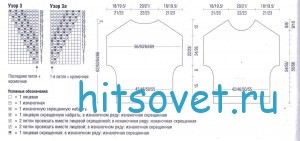 Вязание пуловера с короткими рукавами кимоно, схемы.