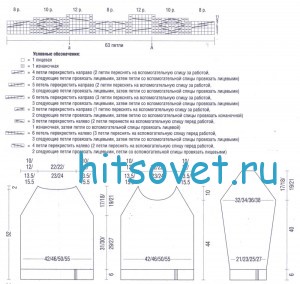 Меланжевый пуловер с косами, схемы.
