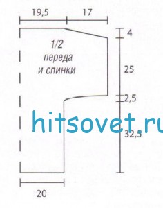 Вязаный пуловер в морском стиле, выкройка.