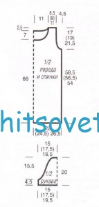 Узорчатая туника спицами, выкройка.