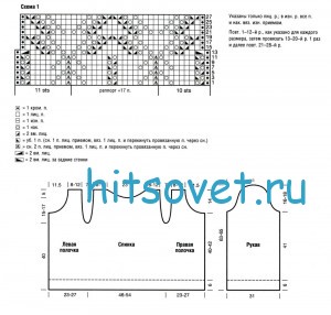 Вязание ажурного кардигана с поясом, схема.