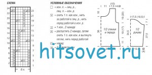 Модный вязаный пуловер, схемы.