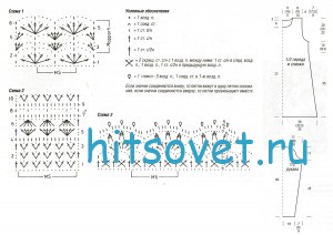 Вязаное платье крючком, схемы.