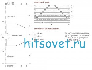 Летний пуловер с красивым узором, схемы.