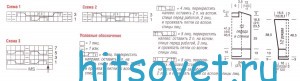 Вязание пуловера с косами и поперечным узором, схема.