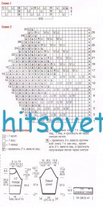 Полосатый пуловер с кружевной планкой, схемы.