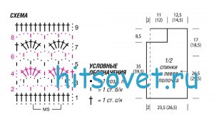 Вязание жакета крючком, схемы.