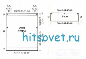Меланжевый джемпер спицами, выкройка.