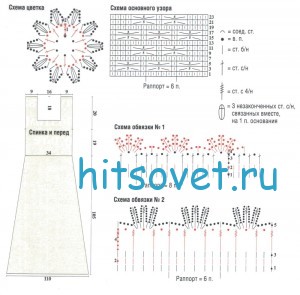 Свадебное вязаное платье, схемы.