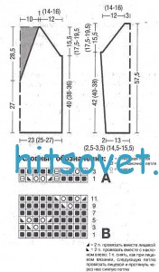 Женский пуловер спицами с ажуром, схемы.