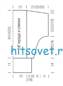 Вязание пуловера с воротником шалька, выкройка.