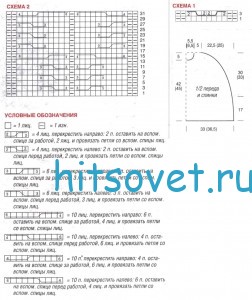 Вязаное пончо и митенки спицами, схема.