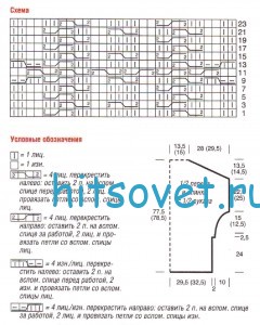 Вязаное пончо с капюшоном, схема.