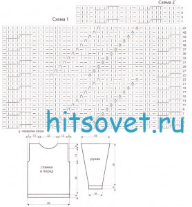 Розовый пуловер круговыми спицами