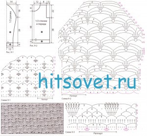Модный пуловер крючком, схемы. Модный пуловер крючком, схемы.