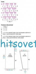 Вязание пуловера толстым крючком, схема.