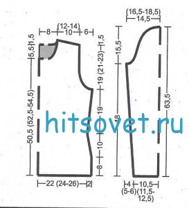 Бежевый женский пуловер спицами, выкройка.