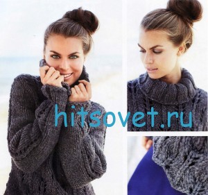 Вязаный свитер для женщин с ажурным узором, фото 2.