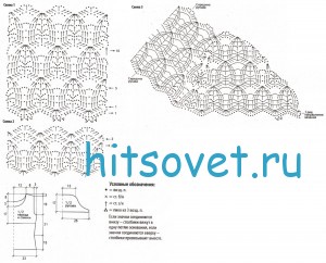 Ажурная кофточка крючком, схемы.