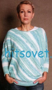 Вязание пуловера с диагональными полосками, фото 2.