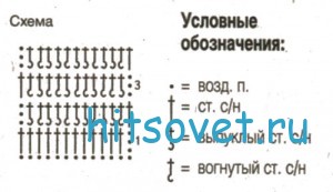 Белая шапка крючком, схема.