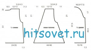 Белый вязаный жакет, выкройка.