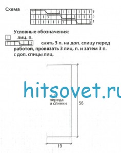 Вязание безрукавки со жгутом, схема.