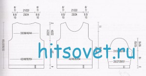 Летний женский пуловер с узорами, выкройка.