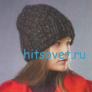 Вязание шапки с широкой резинкой, фото 2.