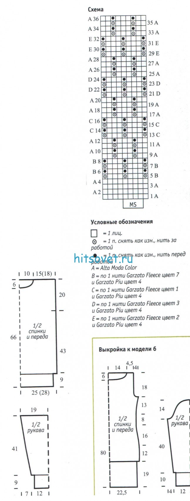 Женский вязаный свитер со схемой