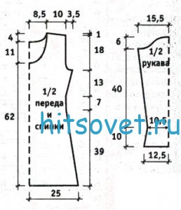 Вязание туники с красивым ажуром, выкройка.