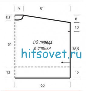 Вязание белого пончо спицами, выкройка.