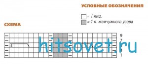 Вязаный пуловер с большим воротником, схема.