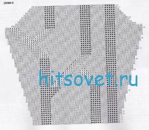 Вязание пуловера с V-образным вырезом, схема В.