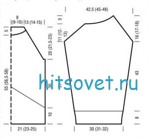 Белый пуловер с ребристым узором, выкройка.