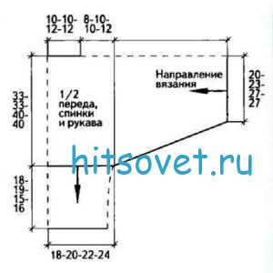 Белый джемпер с широкой резинкой, выкройка.