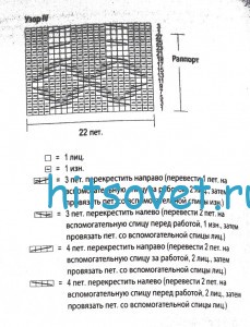 Узорчатое вязаное пальто с капюшоном, схема.