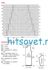 Вязаный пуловер с красивым ажурным узором, схема.