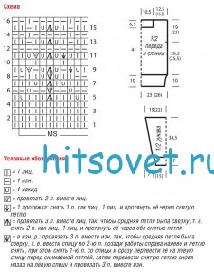 Ажурный пуловер с красивым узором, схема.