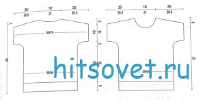 Женский пуловер с рельефным узором, выкройка.