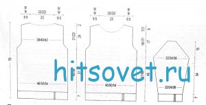 Женский свитер с узором окошки, выкройка.
