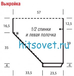 Объёмный вязаный жакет, выкройка.
