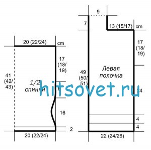 Женский жилет спицами, выкройка.