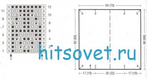 Вязаное болеро со структурным узором, схема.