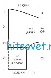 Вязание модного пуловера с косами, выкройка.