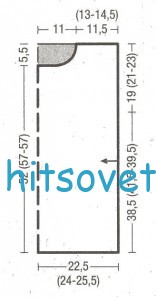 Стильный пуловер с короткими рукавами спицами, выкройка.