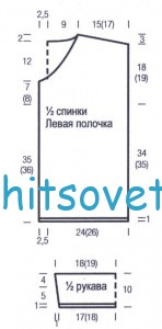 Вязание жакета с жаккардом, выкройка.