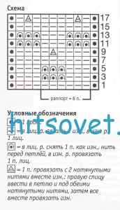 Вязание джемпера с широкой горловиной, схема.