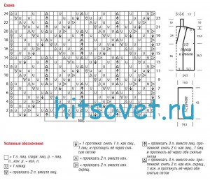 Кружевной пуловер с центральной косой, схемы.